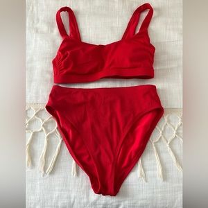 Kona Sol Red High Waisted Bikini